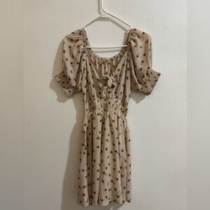 Sienna Sky Beige Dress with Yellow Floral Pattern